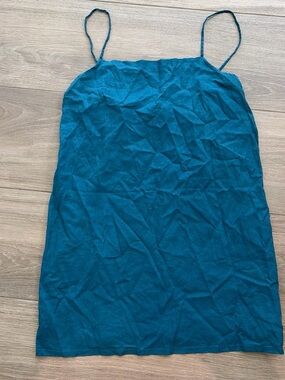 Vitamin A Teal Linen Slip Dress